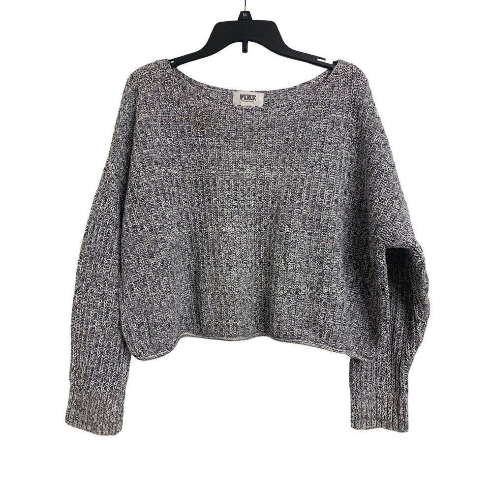 Pink Victorias Secret L Cotton Knit Cropped Oversized Sweater‎ Gray Pullover